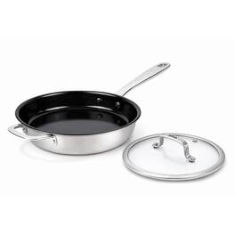 Alva - Maestro 11" Stainless Steel Nonstick Frying Pan with Glass Lid - PFAS-Free Nonstick, Oven & Induction Safe - Black