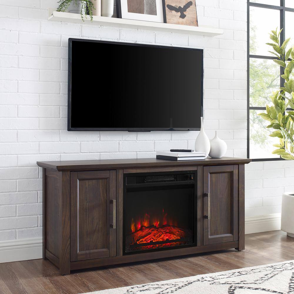 Alt View 1. Crosley Furniture - Camden Low Profile Fireplace Tv Stand For 50+ Inch Tv - Brown.