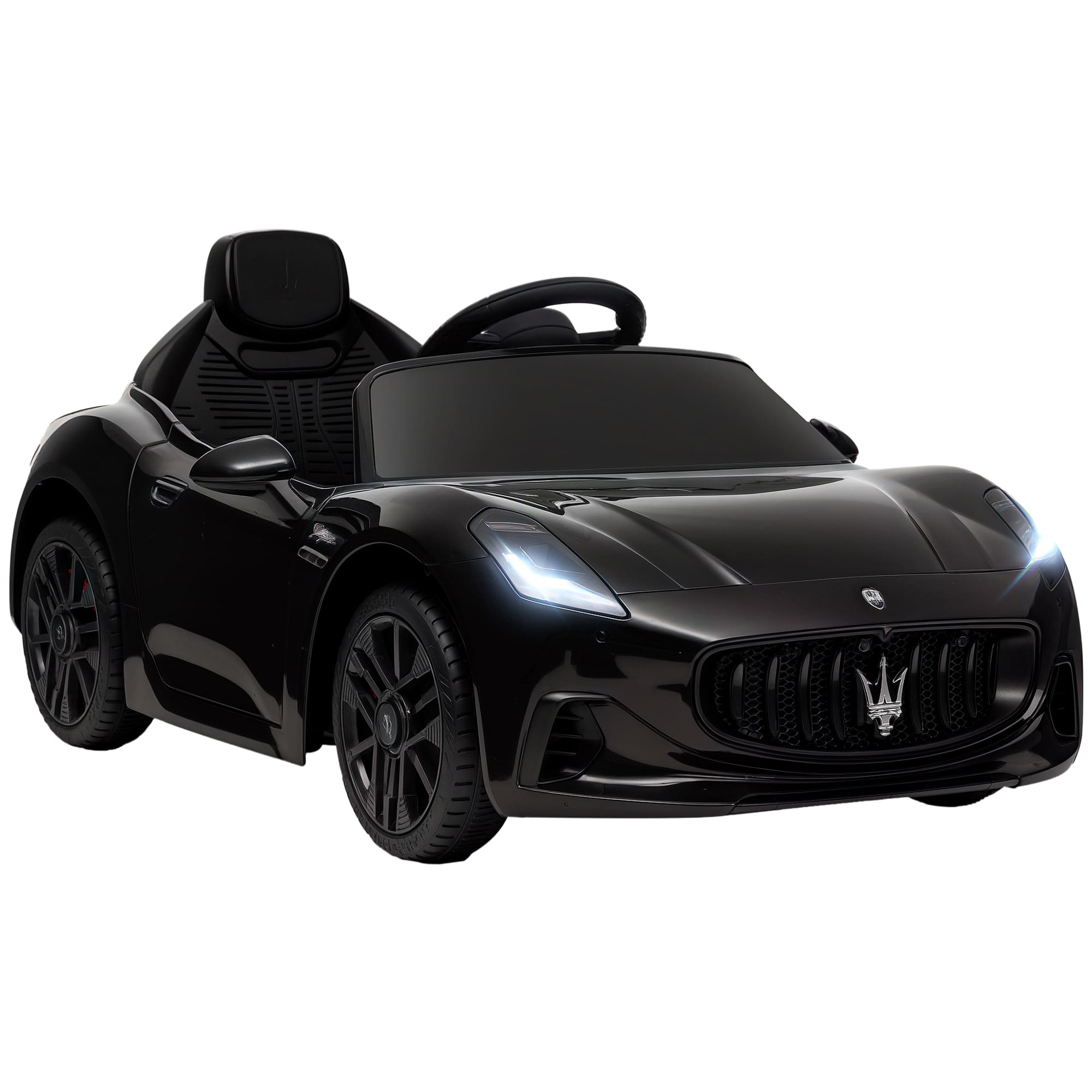 Front. Qaba - 12V Kids Electric Car, Maserati Gran Turismo Licensed Ride on Car with Remote, Aux Wheel, LED Lights, Music, 3 Speeds.