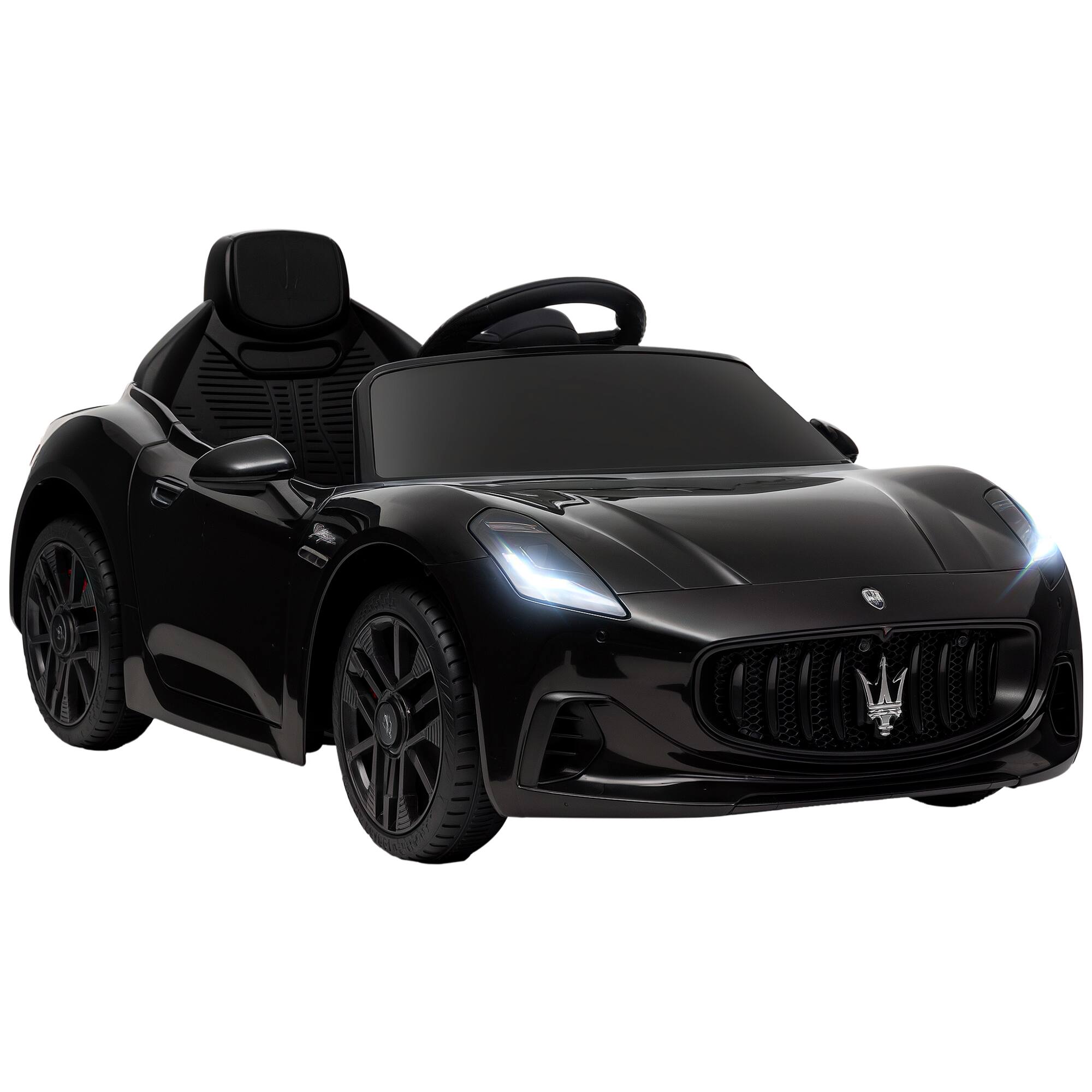 Qaba - 12V Kids Electric Car, Maserati Gran Turismo Licensed Ride on Car with Remote, Aux Wheel, LED Lights, Music, 3 Speeds