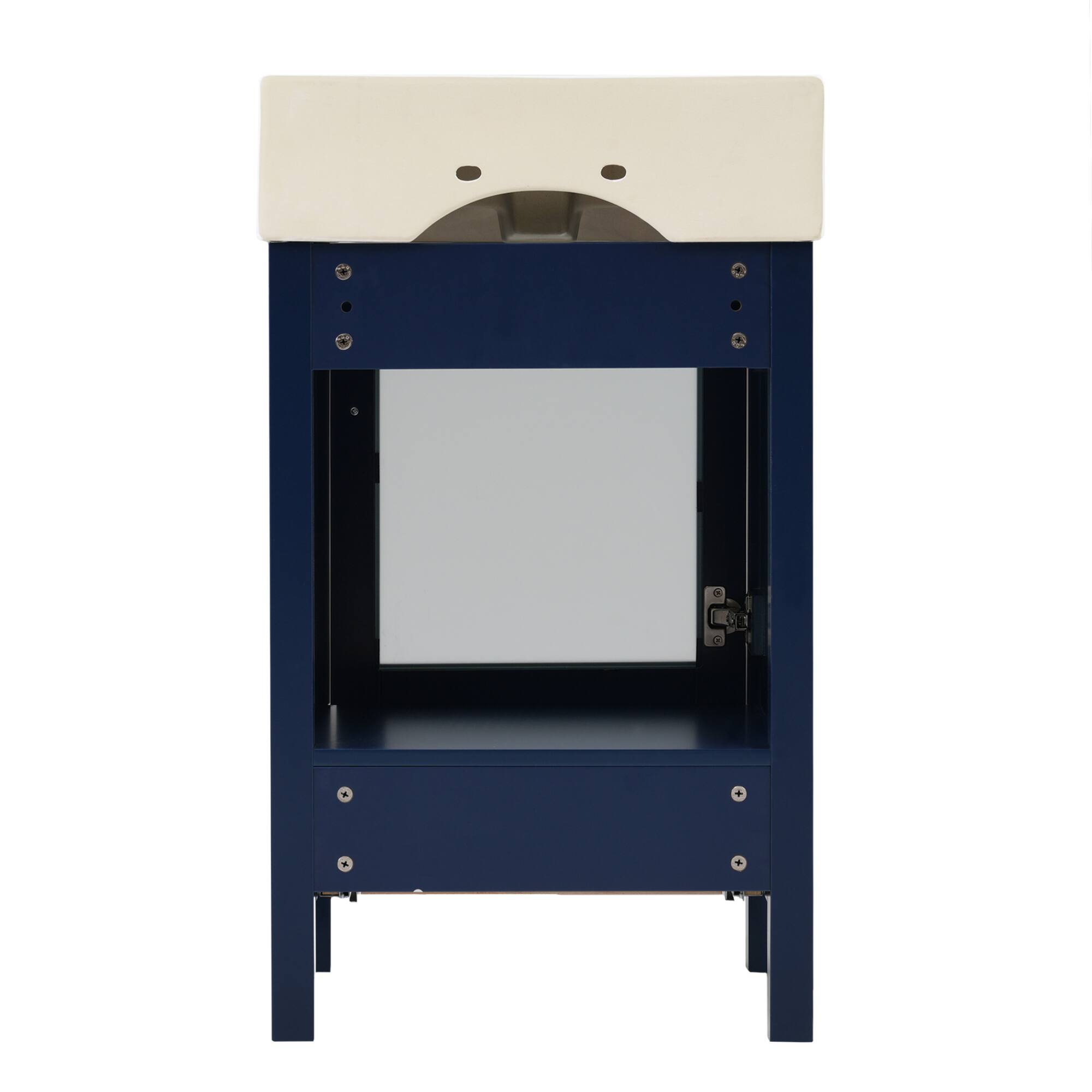 Alt View 10. ELEMENT ACE - Compact bathroom vanity with ceramic sink and storage - Blue.