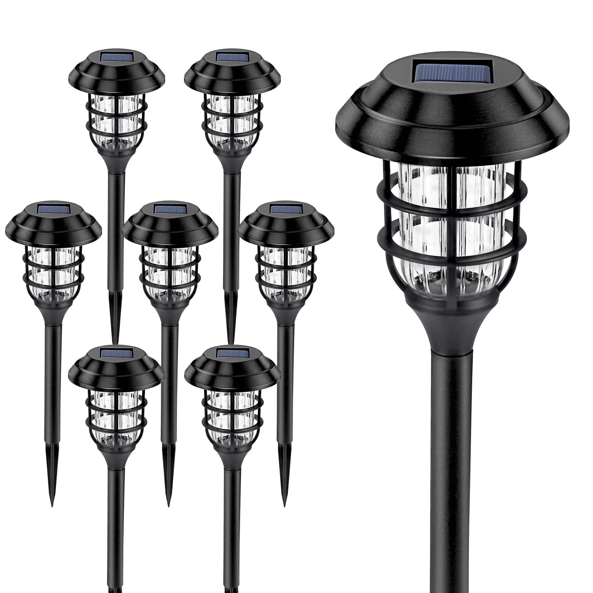 Dazzed Corner - 8-Pack Waterproof Solar Pathway Lights for Yard, Garden & Walkway - Black