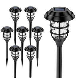 Dazzed Corner - 8-Pack Waterproof Solar Pathway Lights for Yard, Garden & Walkway - Black