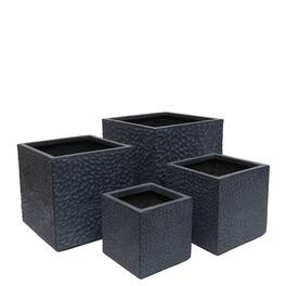 Boyel Living - 4 Piece Magnesium Oxide Planter Set Square Grey Flower Pots with Drainage Holes - Gray