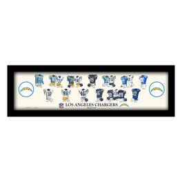 Sporticulture - Los Angeles Chargers 12" x 36" Team Uniform Heritage Framed Wall Art - Multicolor