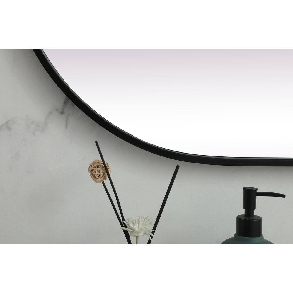 Alt View 3. Elegant Decor - Metal Frame Oval Mirror 24x48 Inch in Black - Black.
