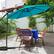 Alt View 6. Costway - 10FT Patio Offset Umbrella Solar Powered LED 360Degree Rotation Aluminum - Turquoise.