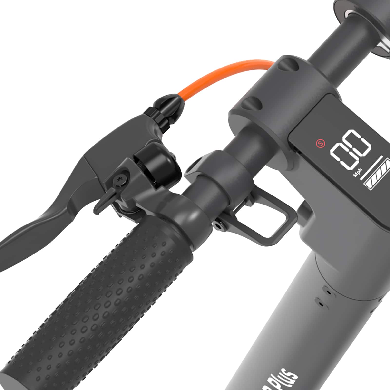 The image shows a bicycle with a speedometer attached to it. The speedometer is displaying the speed of the bike, which is currently at 83 mph. The bike has a black handlebar and a black seat, giving it a sleek and modern appearance. The speedometer is connected to the handlebars, allowing the rider to easily monitor their speed while cycling.