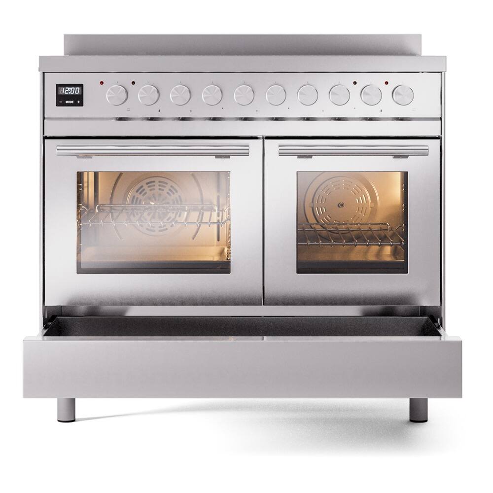 Alt View 3. ILVE - ILVE Professional Plus II 40 inch Induction Range  (Triple Glass Door, Stainless Steel) - Stainless Steel.
