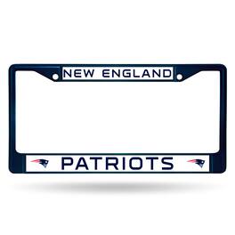 Rico Industries - New England Football Patriots Licensed Blue Painted Chrome Metal License Plate Frame - Multi