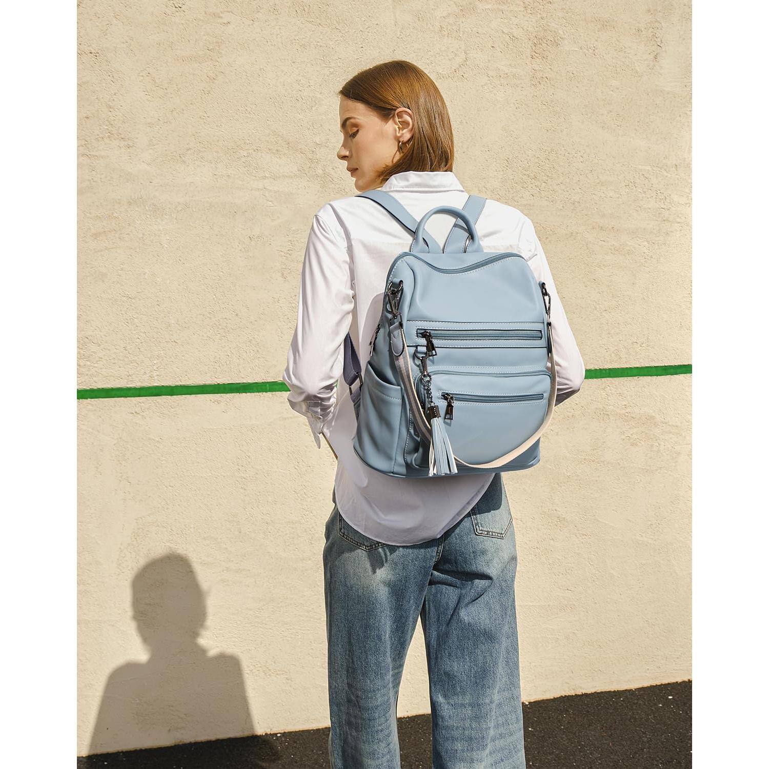 Left. Pacoar Cade - Womens Backpack Purse Vegan Leather Large Travel College Shoulder Bag With Tassel - 1-black Fine Lines.