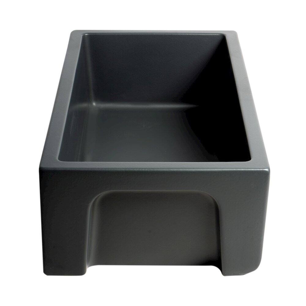 Alt View 4. Alfi - ALFI brand 33 Black Matte Reversible Smooth / Fluted Single Bowl Fireclay Farm Sink - Black.