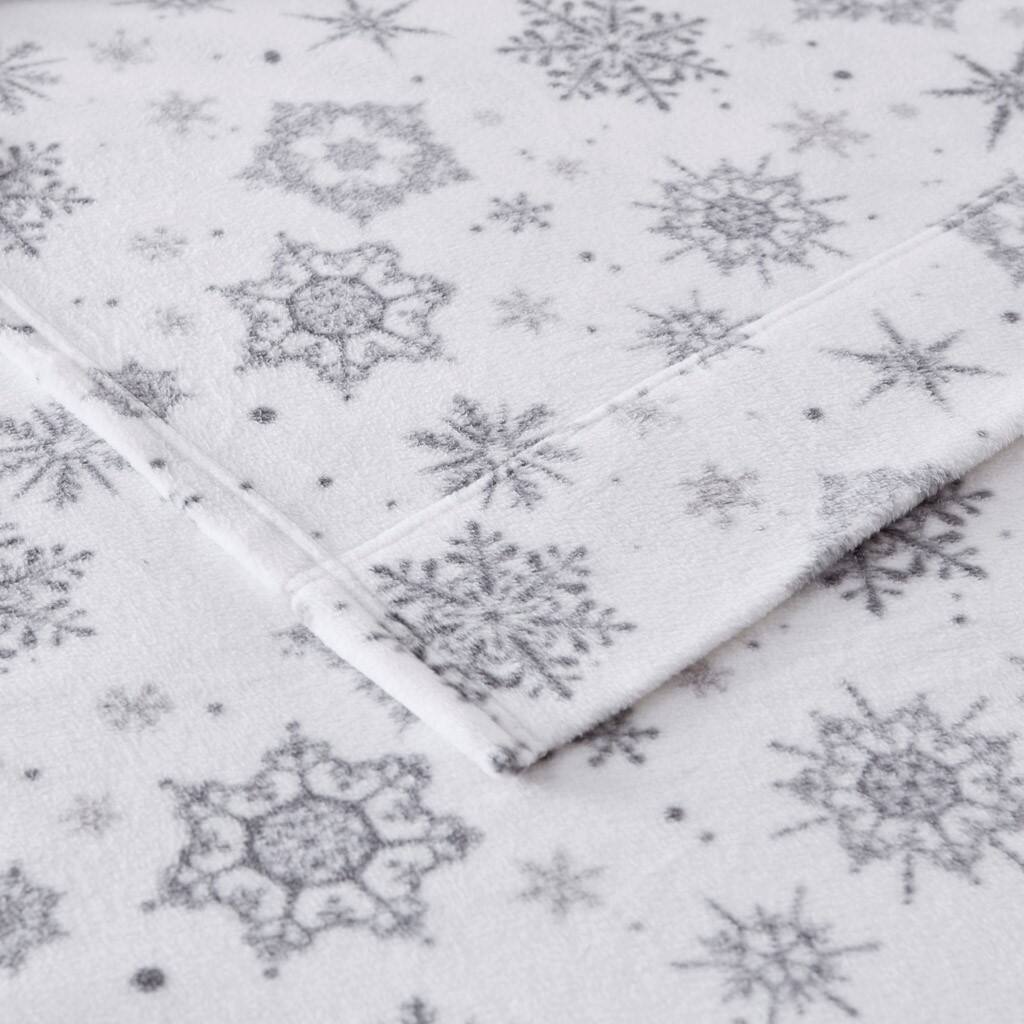 Alt View 5. Gracie Mills - Gracie Mills Lenora Microfleece Cozy Sheet Set - Grey Snowflake.