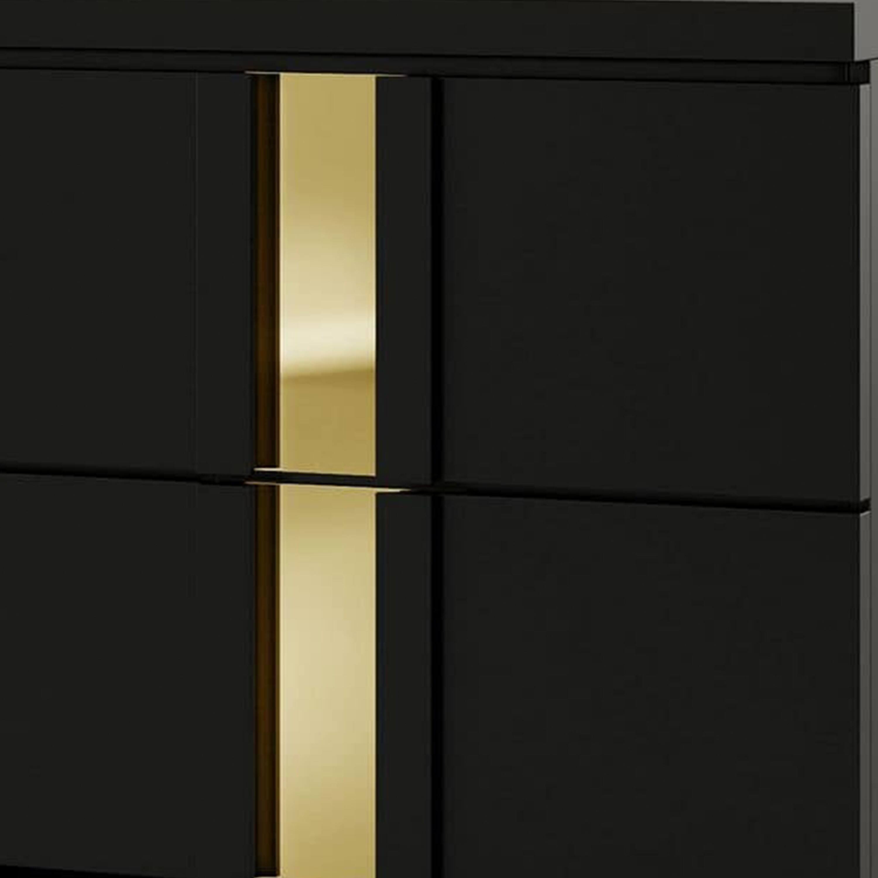 Angle. Manhattan Lane - Yoki Nightstand, 2 Drawers, Modern Glam, 23 Inch - Black, Gold.