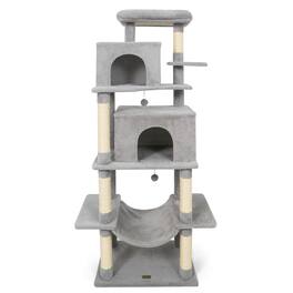 Costway - 70" Large Cat Tree for Indoor Cats with Plush Top Perch, Dual large Condos, Hammock