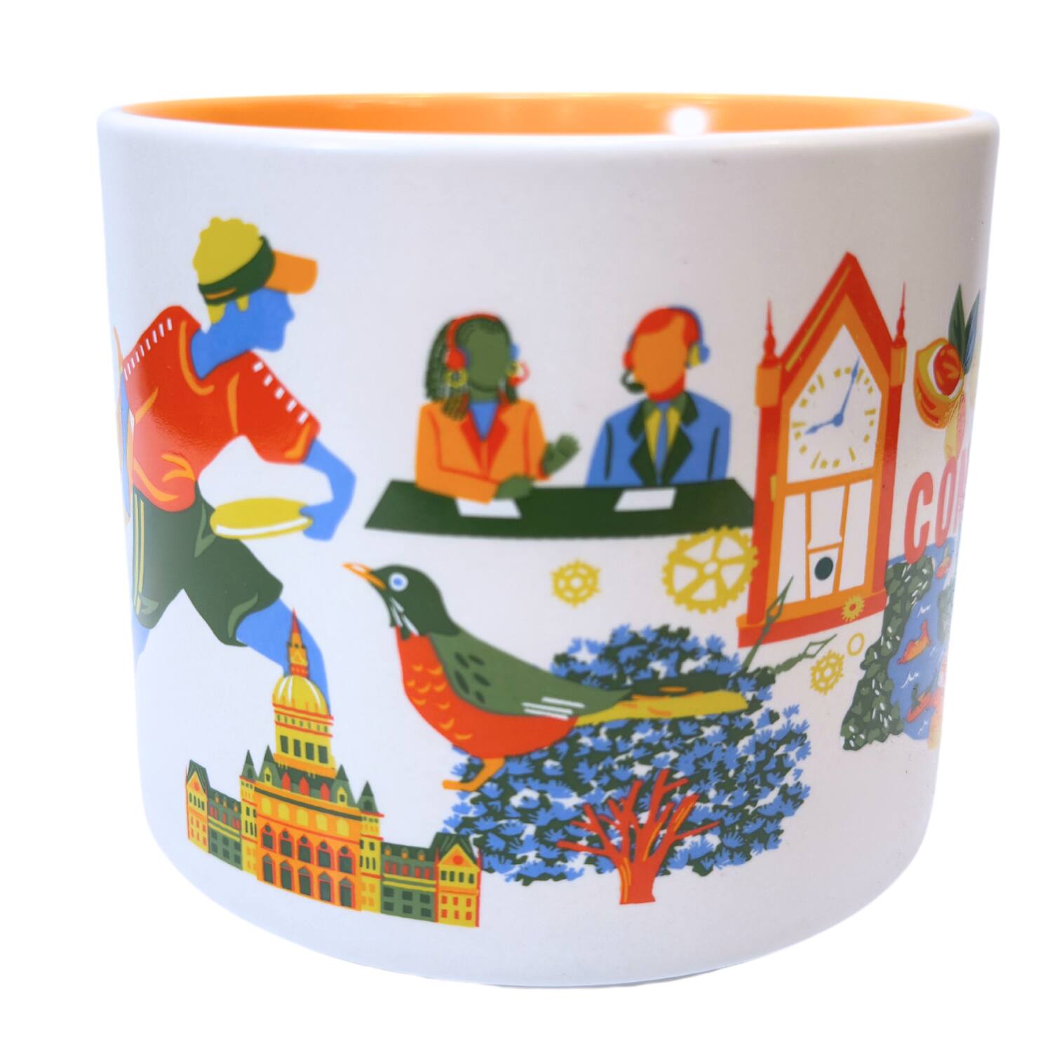 Angle. Starbucks - Starbucks Discovery Series Connecticut Ceramic Mug, 14 Oz - Orange.
