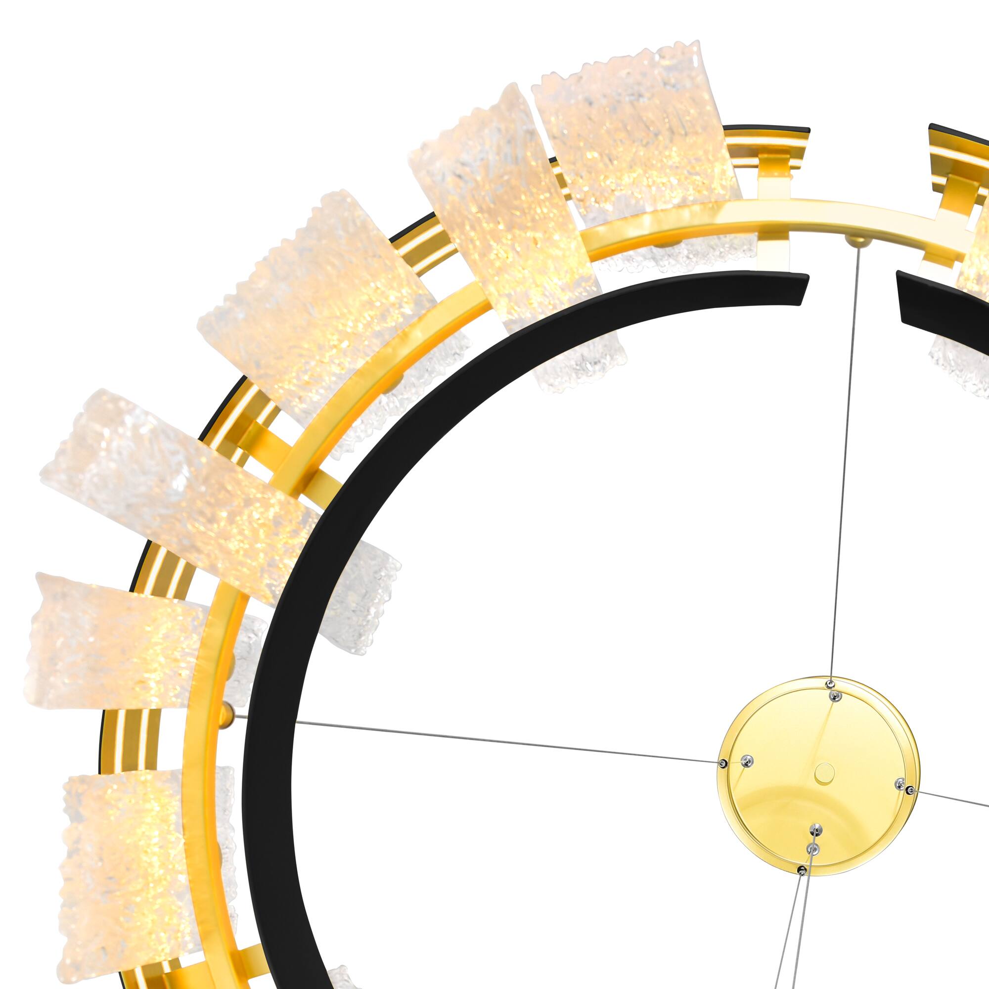 Back. CWI Lighting - Guadiana 32 in LED Black Chandelier - Black & Satin Gold.