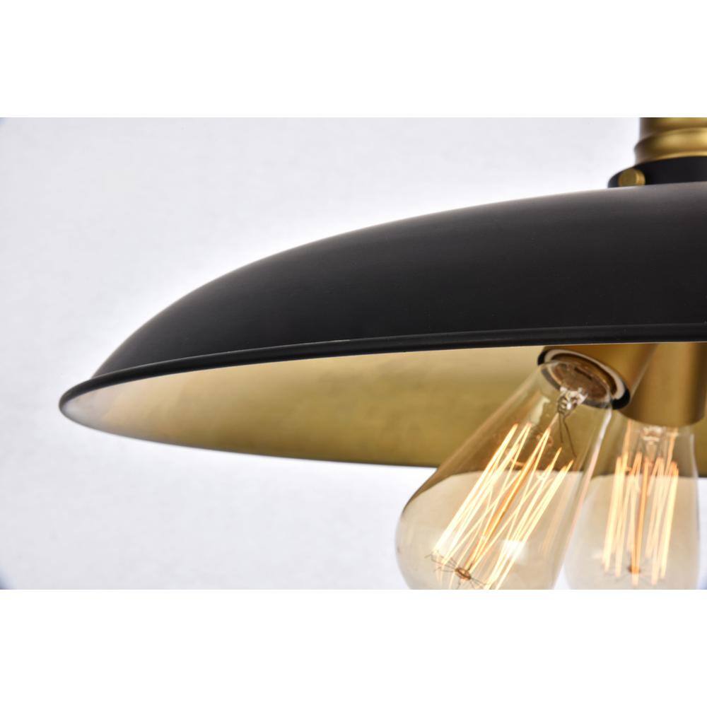 Left. Living District - Anders Collection Chandelier D20.5 H6.5 Lt:3 Black and Brass Finish - Black And Brass.