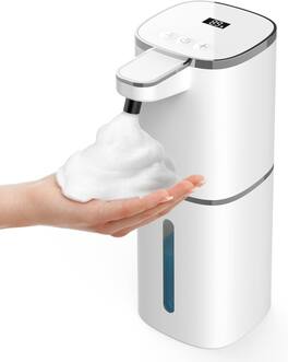 FINEAK - 420ml Touchless Automatic Foaming Soap Dispenser 9-Level Adjustable IPX5 Waterproof Wall Mounted - White