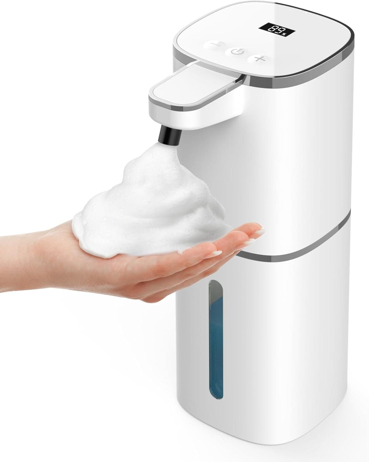 Front. FINEAK - 420ml Touchless Automatic Foaming Soap Dispenser 9-Level Adjustable IPX5 Waterproof Wall Mounted White - White.