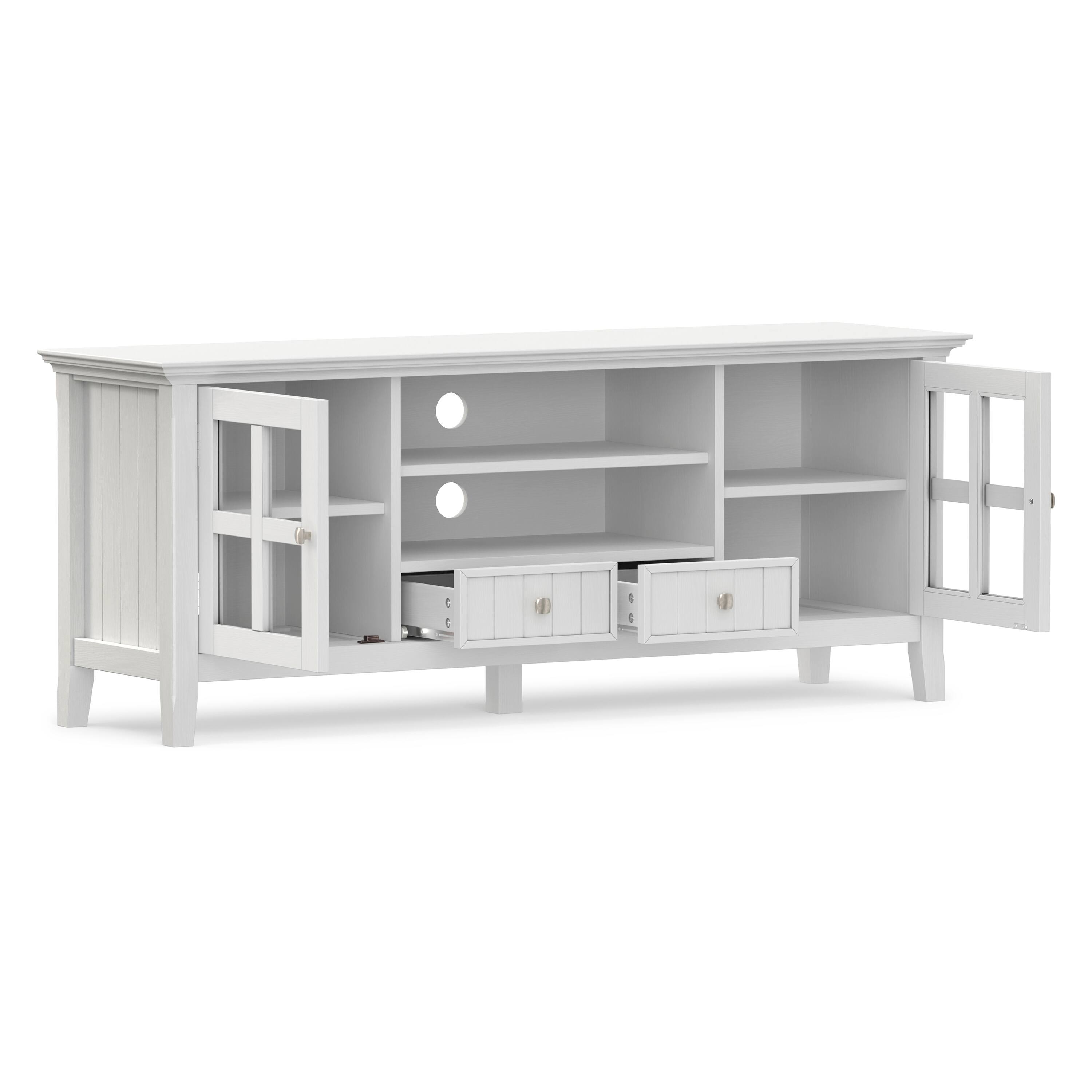 Alt View 1. Simpli Home - Acadian 60W Low TV Stand with Drawers, Glass Doors and Shelves - White.