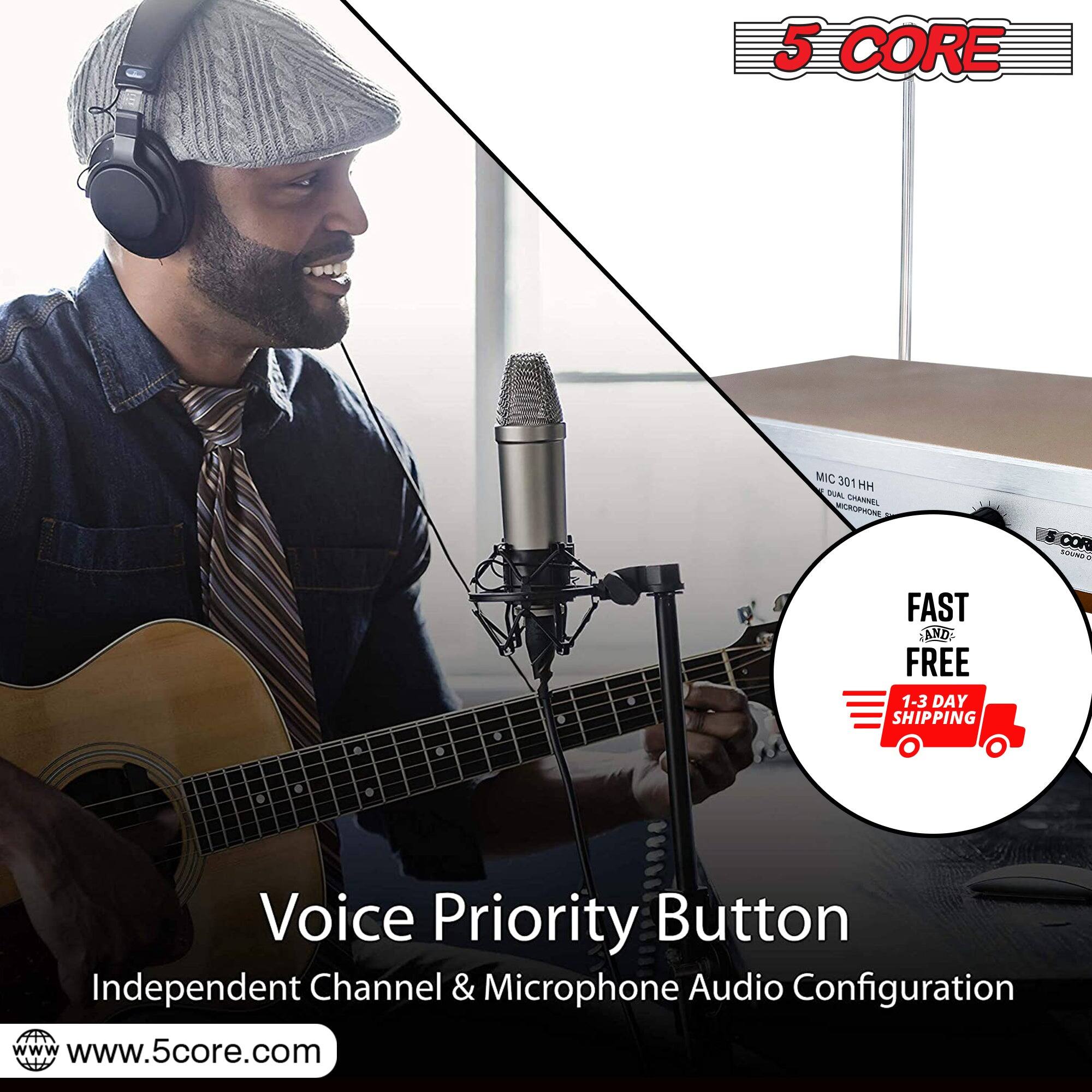 5 CORE MIC 301 HM SUAL GIASVES MICROPHONE 5 CORE ESUISN - A FAST AND FREE 1-3 DAY SHIPPING. Voice Priority Button Independent Channel & Microphone Audio Configuration. www.5core.com
