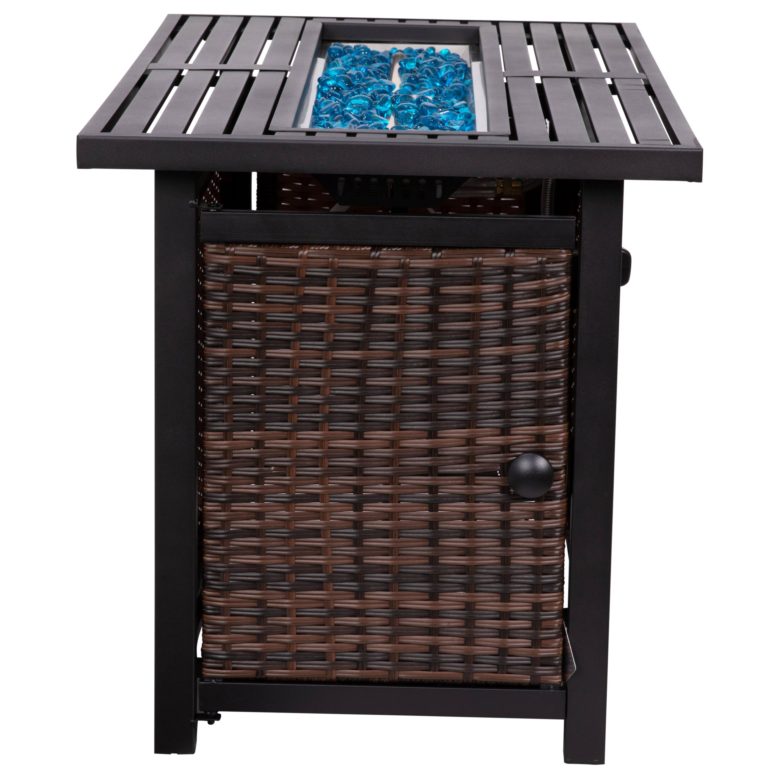 Alt View 7. Emma + Oliver - Propane Fire Table with Glass Beads and Hideaway Tank Holder - Espresso/Black.