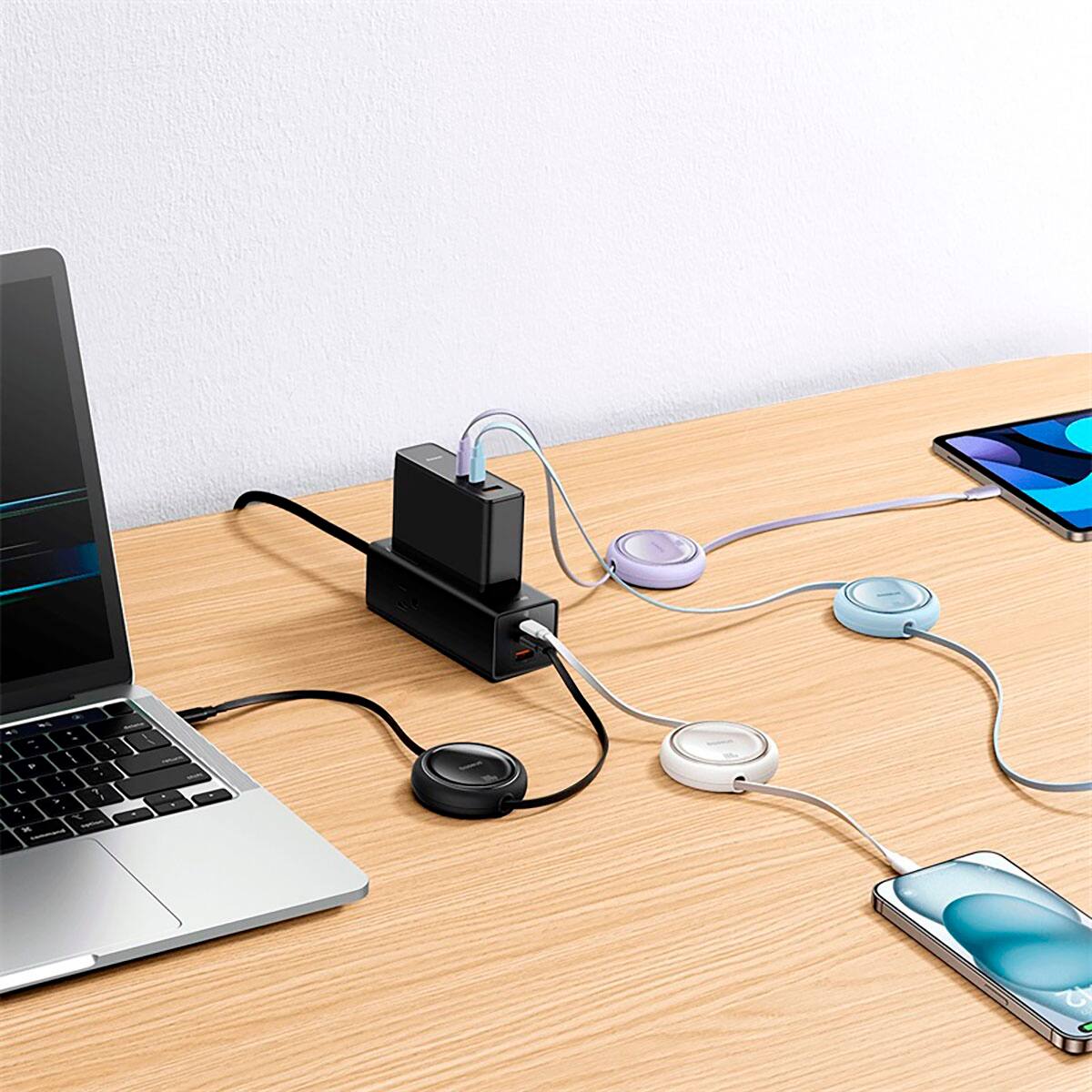 Alt View 2. Baseus - Baseus Free2Pull Charging Cable C-C 100W 1m Black - Black.