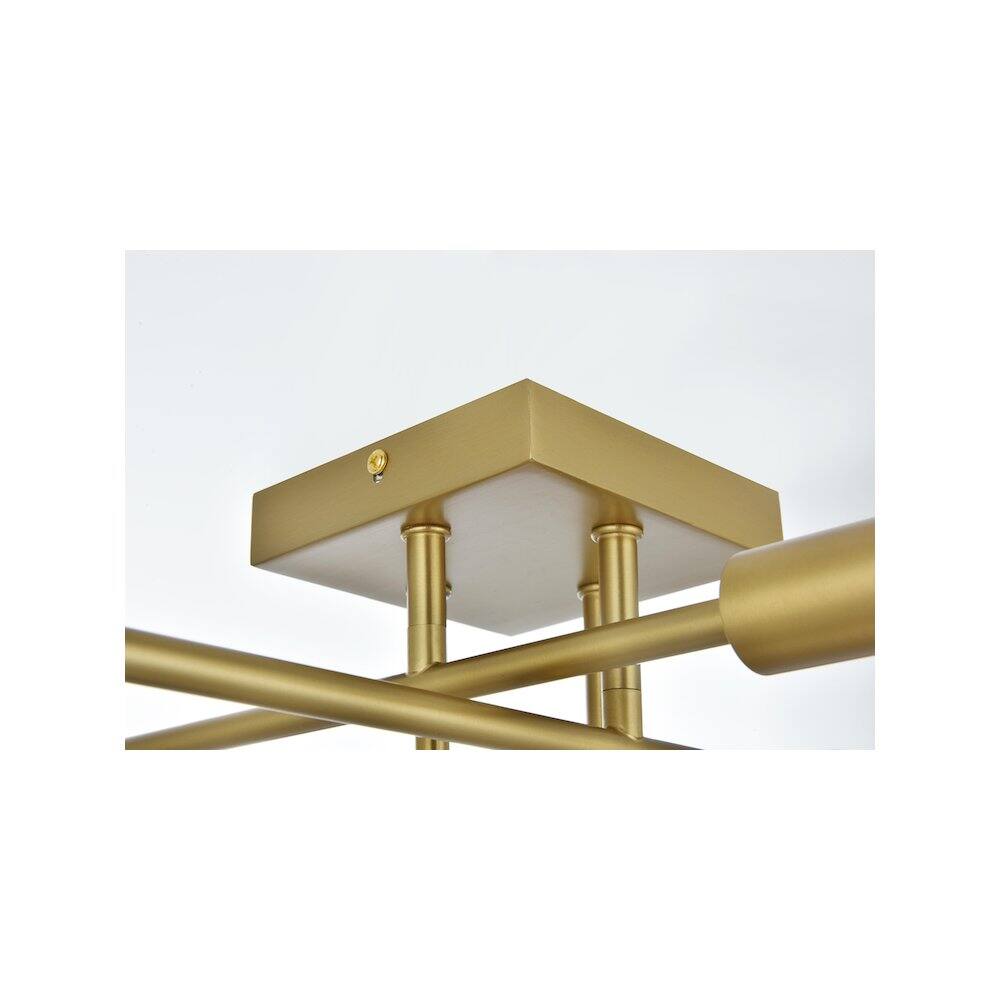 Alt View 3. Living District - Script 19 Inch Flush Mount Ceiling Light in Satin Gold - Satin Gold.