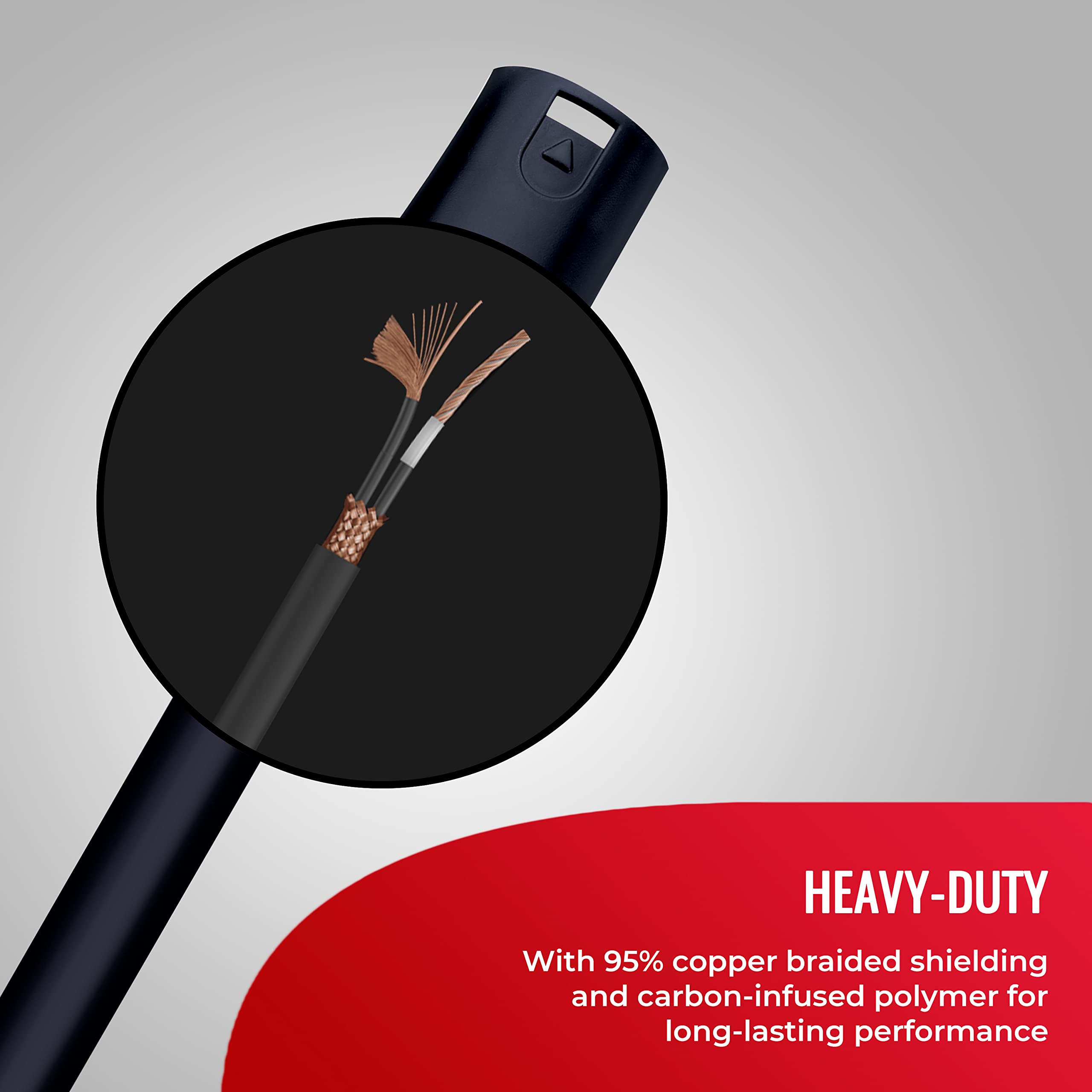 HEAVY-DUTY  
With 95% copper braided shielding and carbon-infused polymer for long-lasting performance