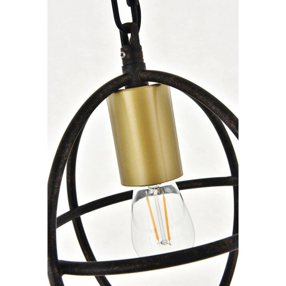 Alt View 1. Living District - Octavia 1 Light Brass And Dark Brown Pendant - Brass And Dark Brown.