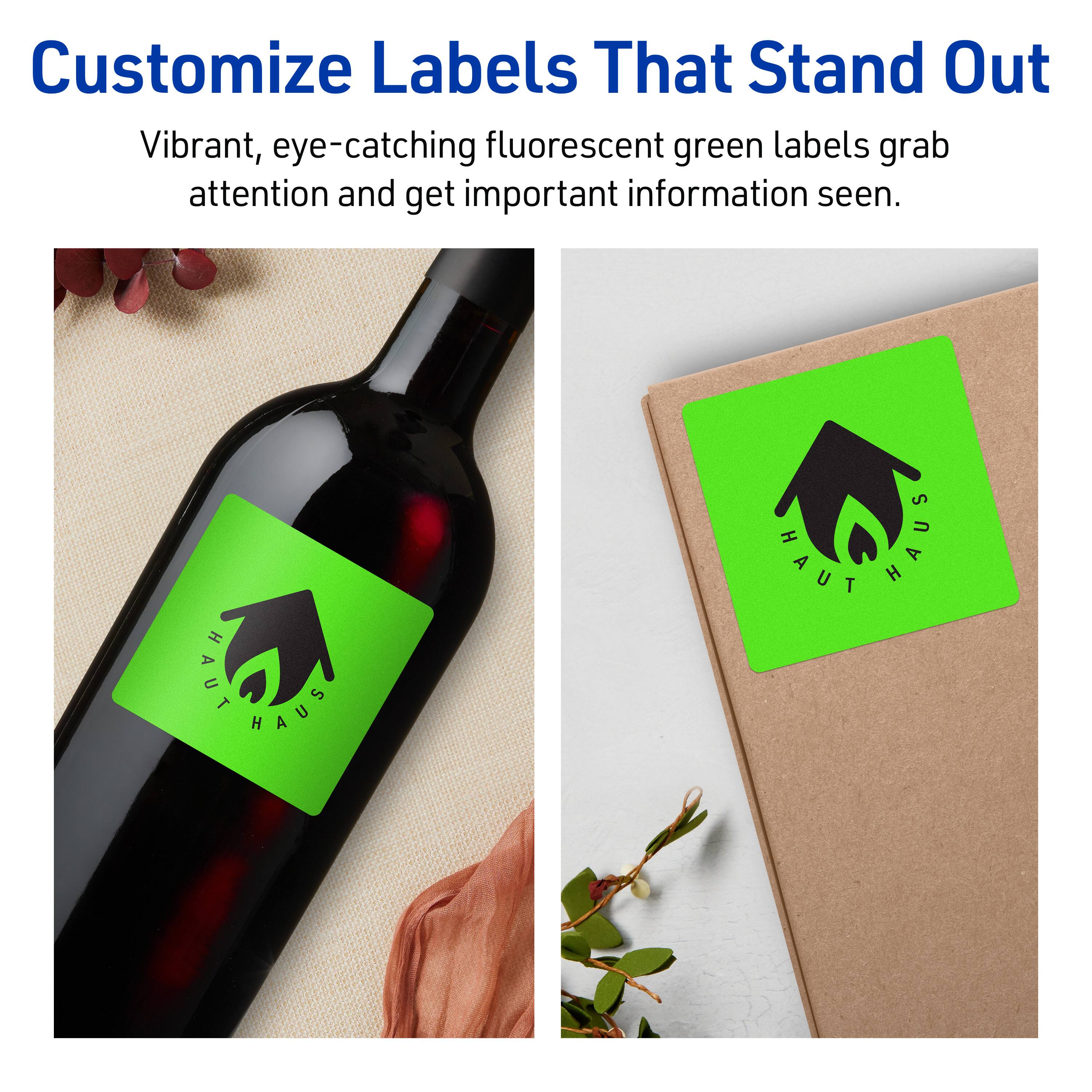 Customize Labels That Stand Out

Vibrant, eye-catching fluorescent green labels grab attention and get important information seen.