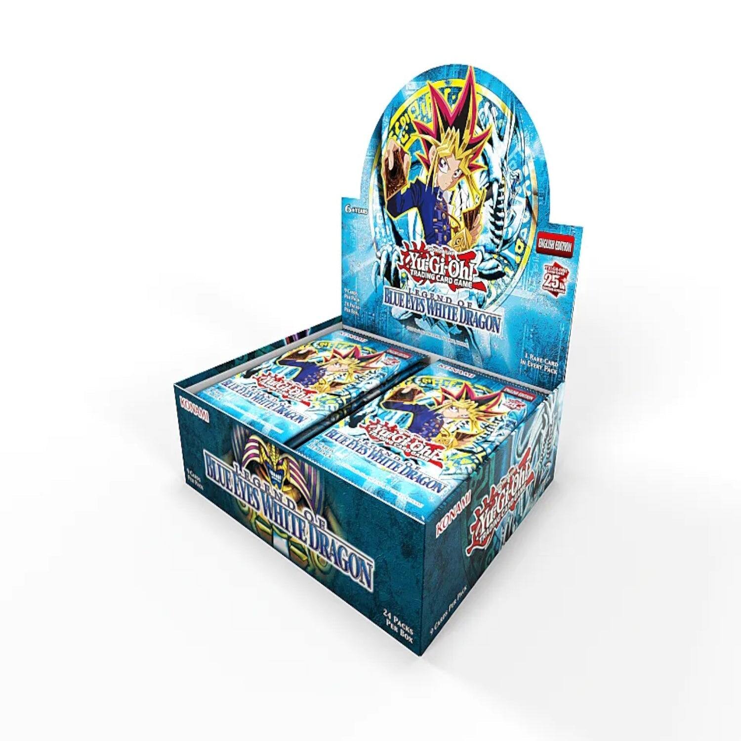 Yu-Gi-Oh! Trading Card Game  
Blue-Eyes White Dragon  
25th Anniversary Edition  
24 Packs per Box  
Blue-Eyes White Dragon  
Limited Edition  
25th Anniversary Edition