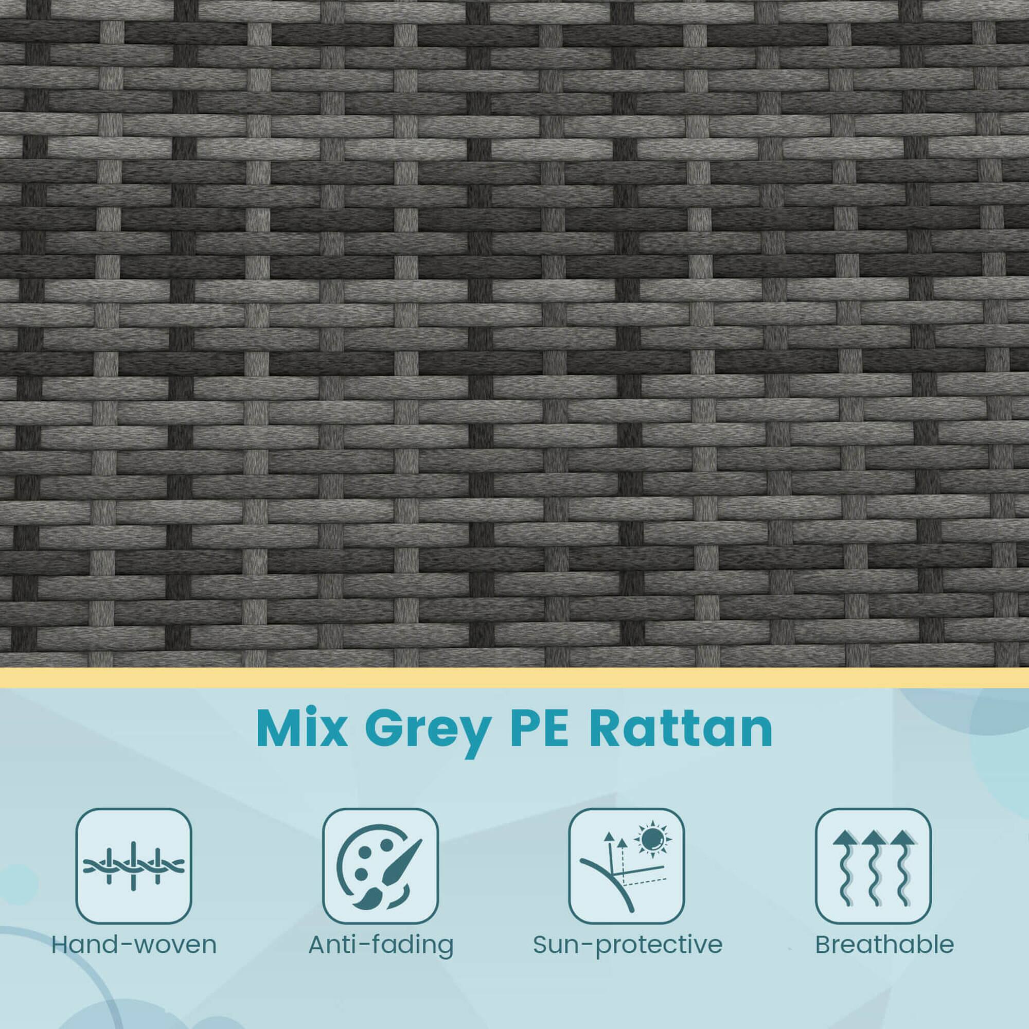 Mix Grey PE Rattan Hand-woven Anti-fading Sun-protective Breathable