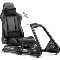 GTPlayer - Racing Simulator Cockpit with Seat and Bluetooth Speakers Sim Racing Cockpit - Black - Front_Zoom