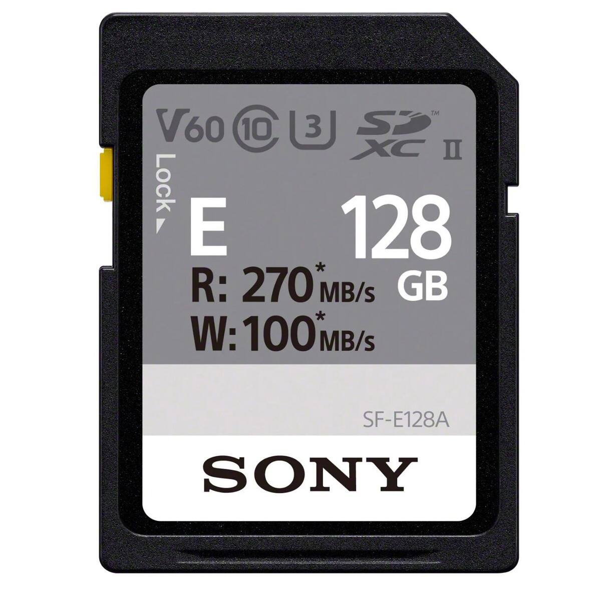 TM V60 10 3 Si XC II Lock E 128 R: 270* MB/s GB W: 100% MB/s  
SF-E128A SONY
