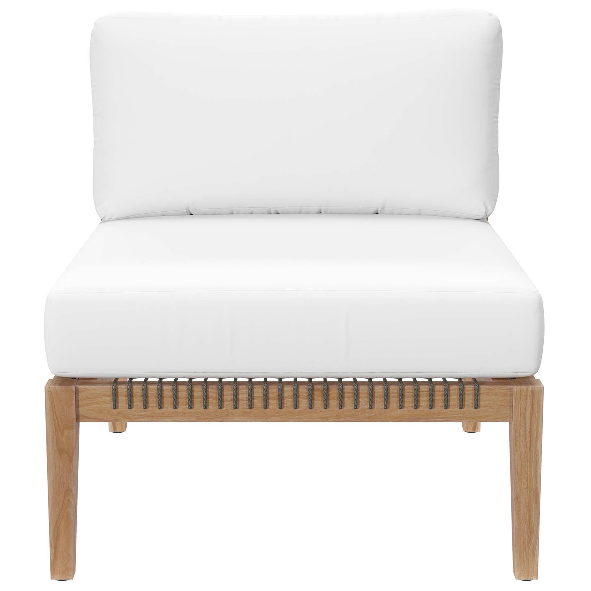 Alt View 5. Modway - Clearwater 6-Piece Outdoor Patio Teak Wood Sectional Sofa by Modway - Gray White.