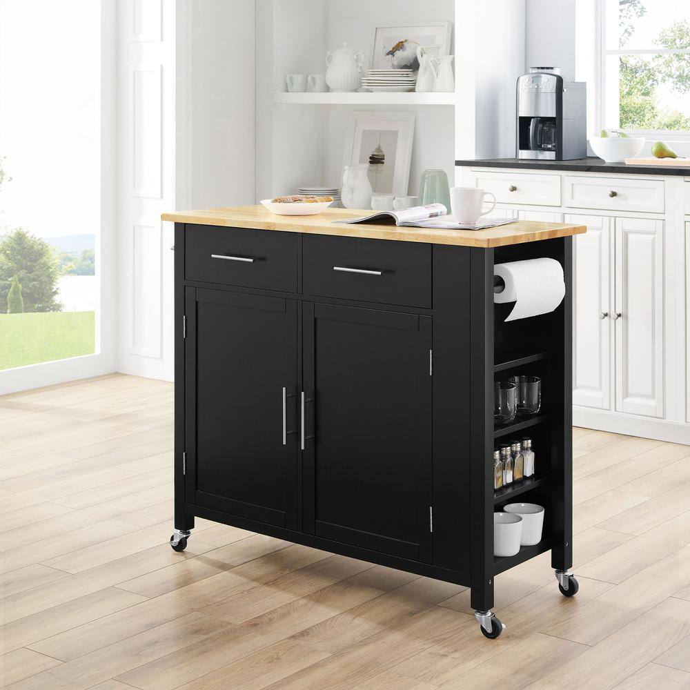 Alt View 2. Crosley Furniture - Savannah Wood Top Full-Size Kitchen Island/Cart - Black.