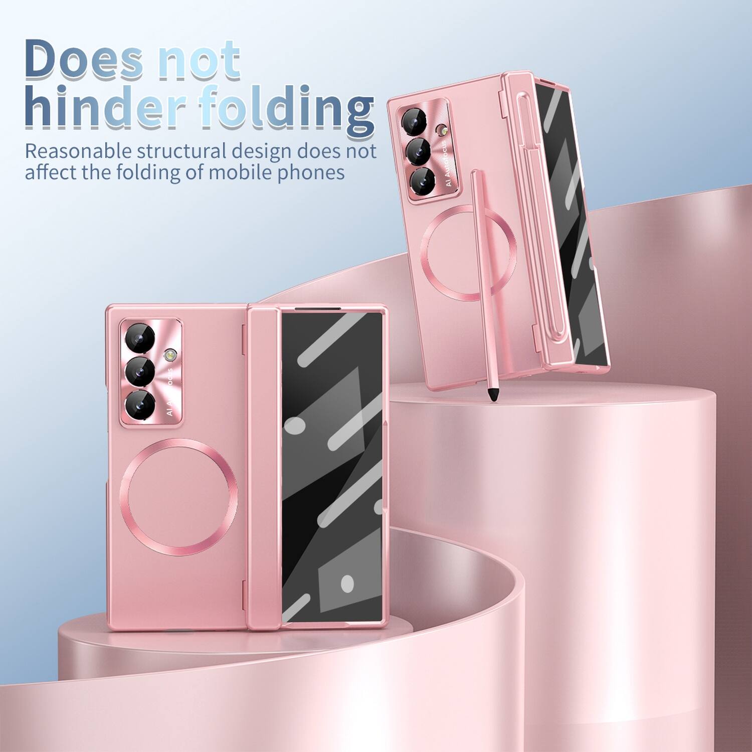 Does not hinder folding  
Reasonable structural design does not affect the folding of mobile phones
