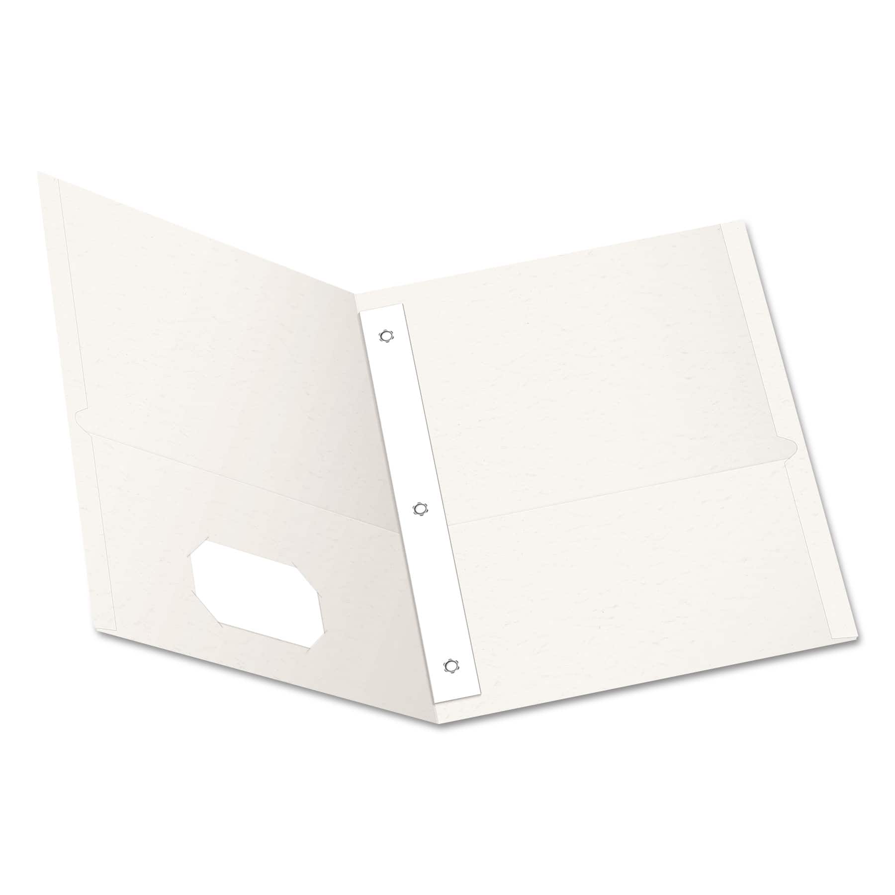 TOPS - Oxford Twin Pocket Folders with 3 Fasteners  0.5 Capacity  11 x 8.5  White  25 per Box