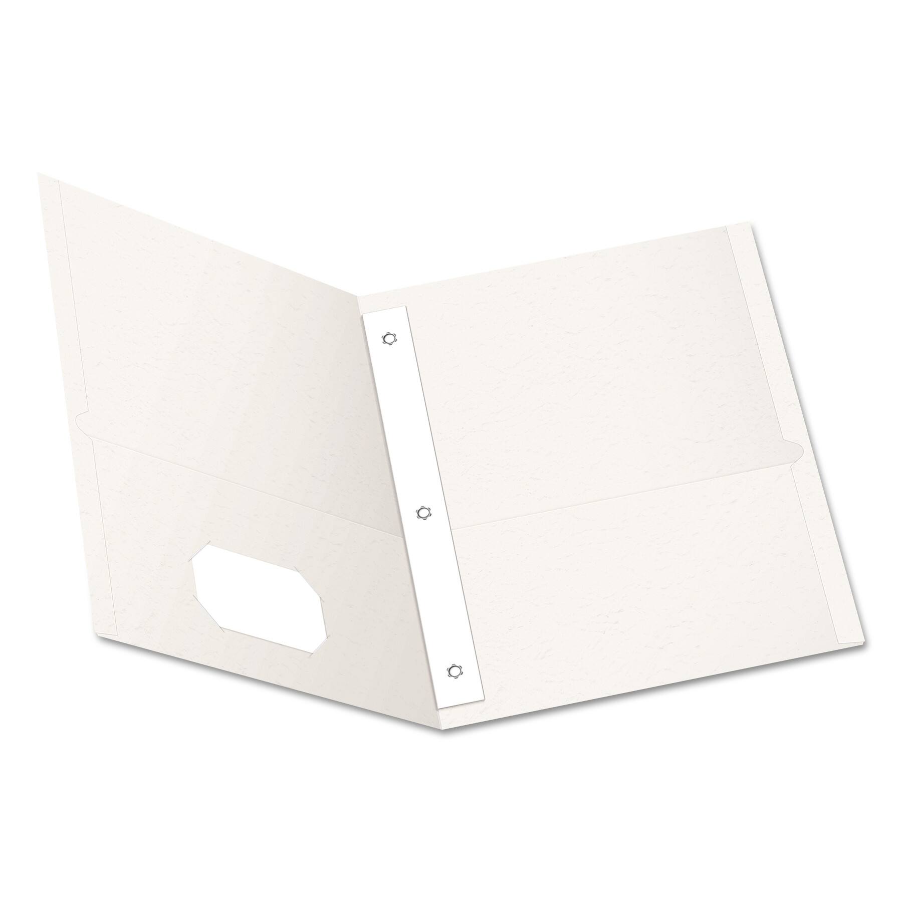 Front. TOPS - Oxford Twin Pocket Folders with 3 Fasteners  0.5 Capacity  11 x 8.5  White  25 per Box.