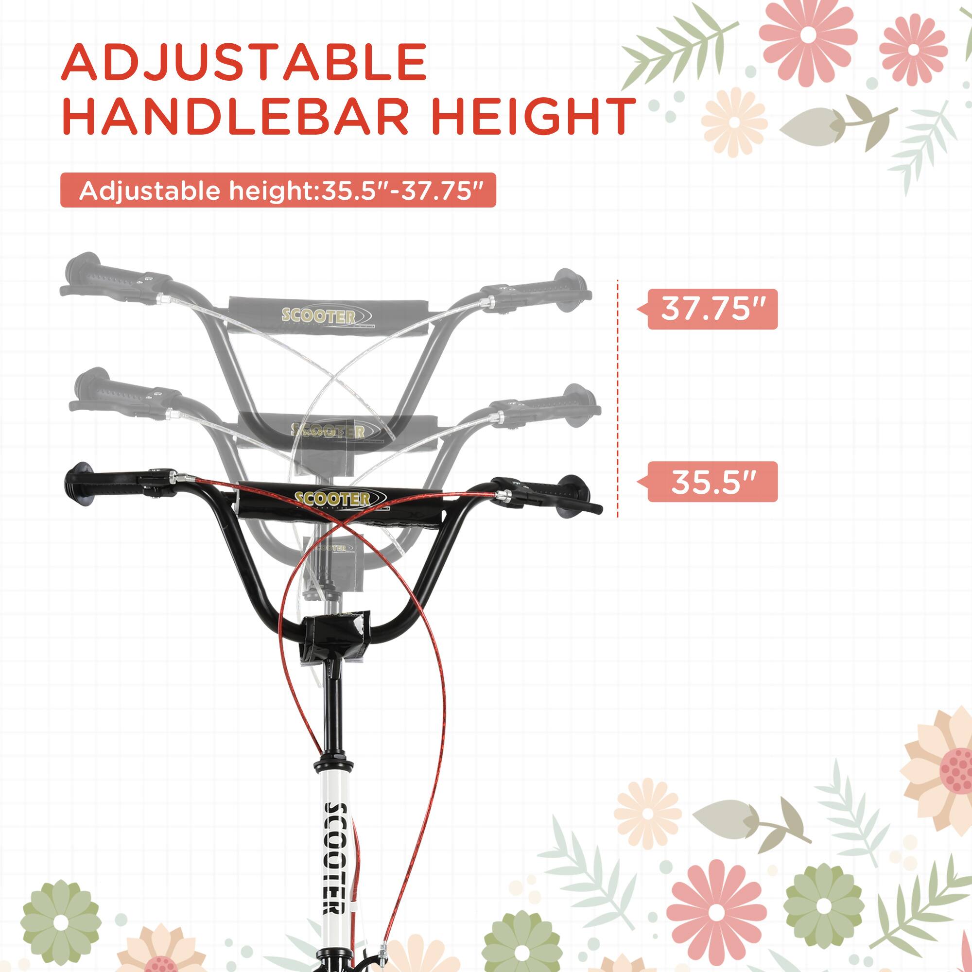 ADJUSTABLE HANDLEBAR HEIGHT

Adjustable height: 35.5" - 37.75"

37.75"

35.5"