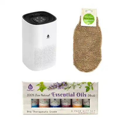 - haie Hamp BATH GLOVE NLA e - satrs c p PRIOHIC P PURSONIC 100% Pure Natural Essential Oils Blends O D Pae 100% Pls 300%Re FM 100% Au 100% P 100% therpy Aramatherar mimatherapy unstherpy Arimather Aremal nal Chis Ensential ci Iisential oih Enential Ous Eneutial oh Essenti F EAS tre 11 HC E U DETOX g00 NIGHT RE EDIATE STRESS Pro Therapeutic Grade 6 PACK GIFT SET ies We 0348.0/10mx .... Anes 2 ml