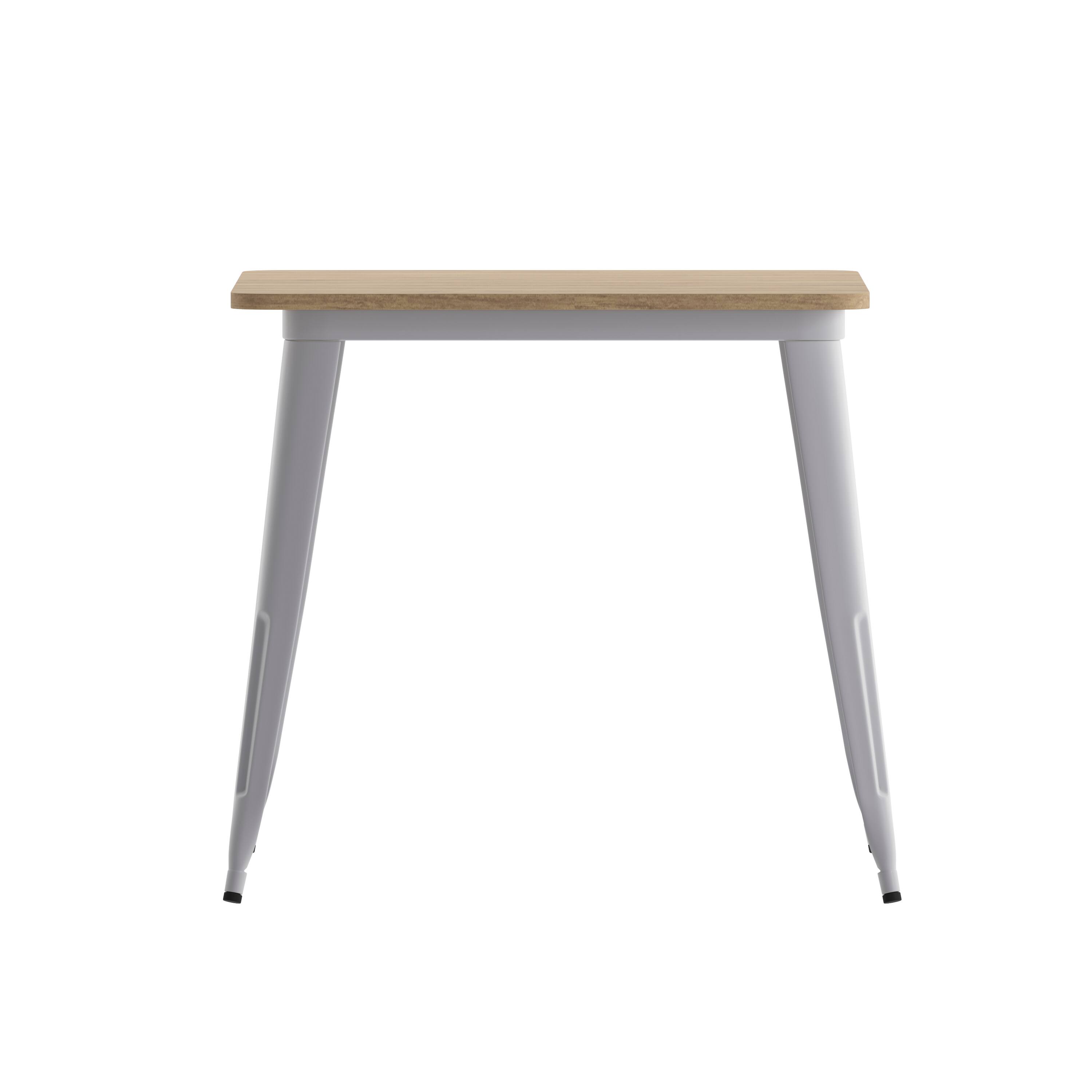 Alt View 8. Emma + Oliver - Drew Indoor/Outdoor Dining Table, 31.5" Square All Weather Poly Resin Top with Steel Base - Brown Top/Silver Frame.