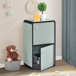 Kings Brand Furniture - Dothan Wood 2-Cubed Closed Bookcase - Storage Shelf Organizer Bookshelf - Green