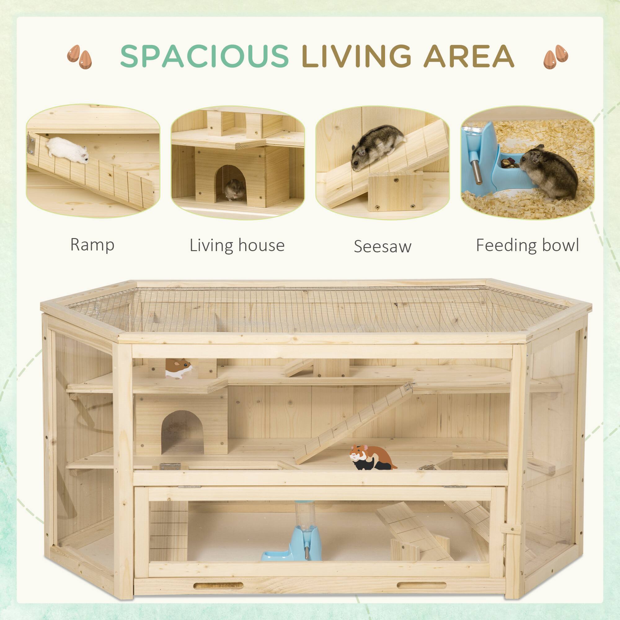 SPACIOUS LIVING AREA

- Ramp
- Living house
- Seesaw
- Feeding bowl