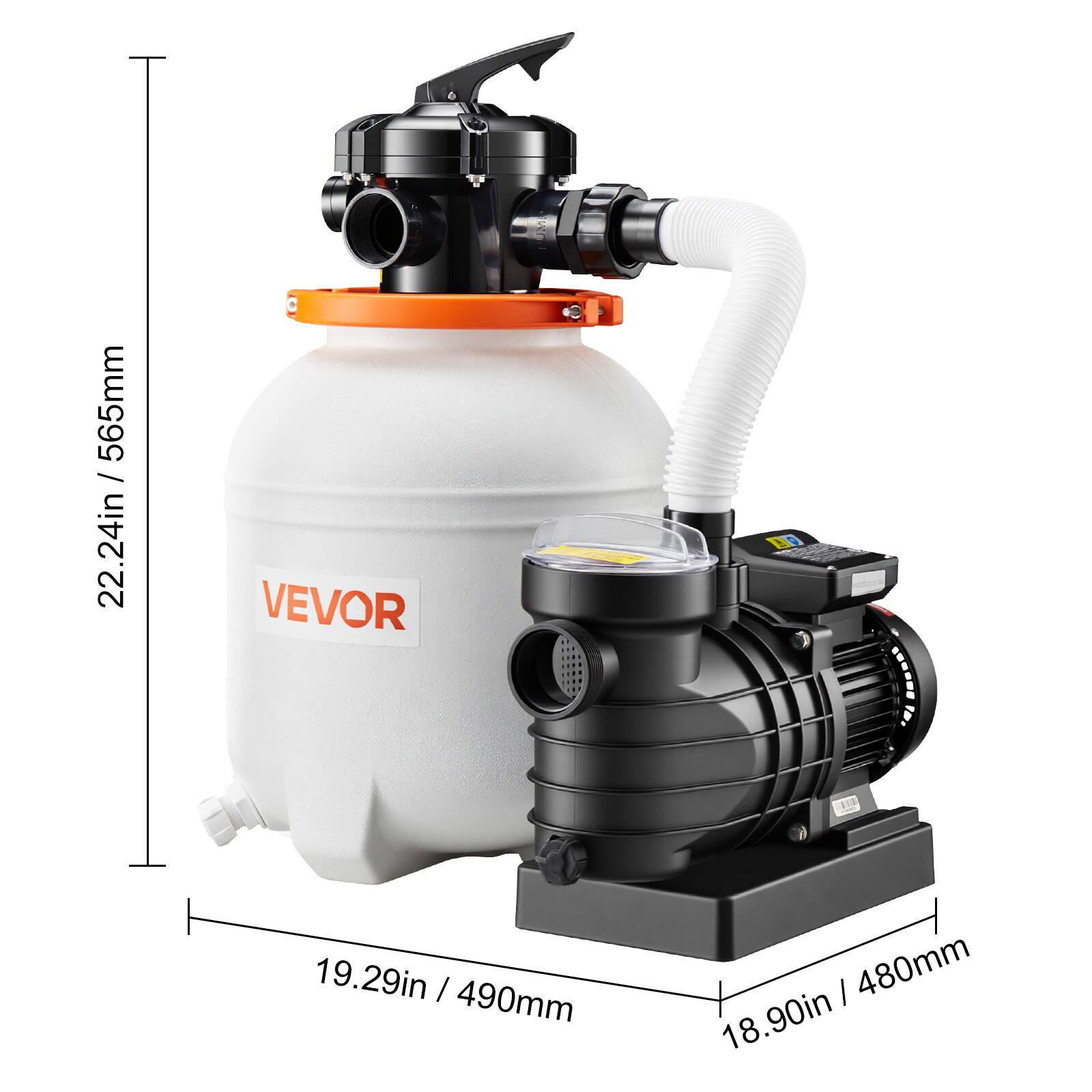 565mm / 22.24in  
VEVOR  
1H: 119  
19.29in / 490mm  
18.90in / 480mm