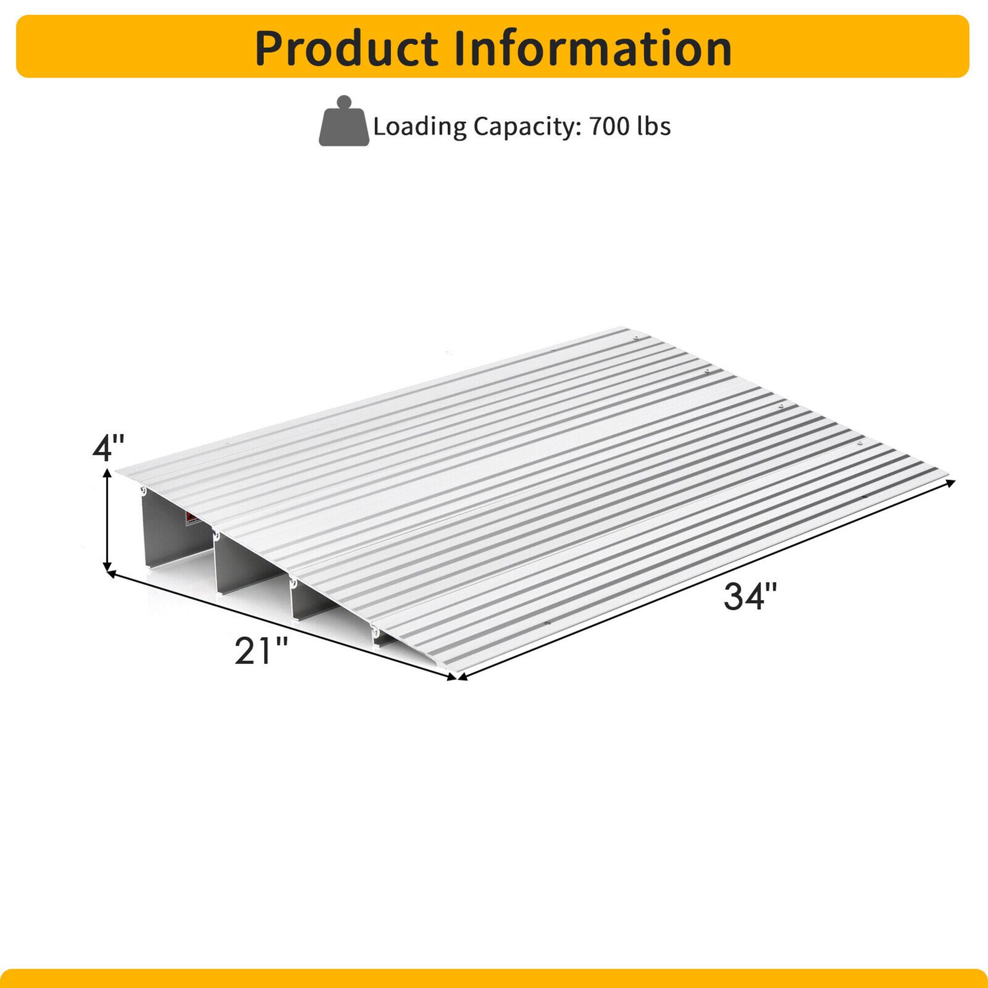 Product Information  
Loading Capacity: 700 lbs  
4"  
21"  
34"