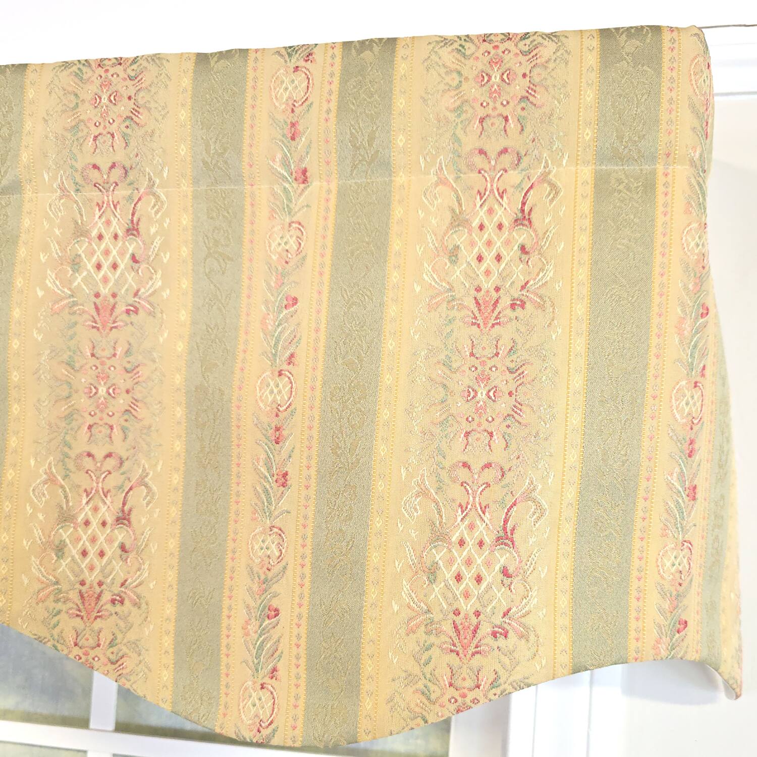 Left. RLF Home - RLF Home 100% Cotton Kuriyama Provance  Fully lined Windows Rod Pocket Valance 50" x 15"  Beige - Beige.
