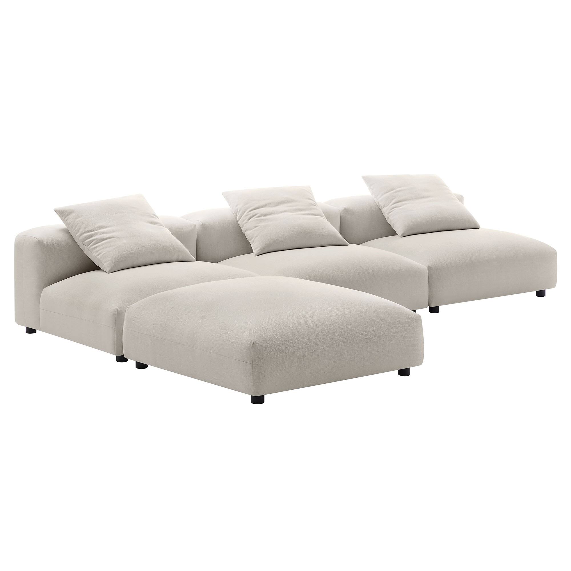 Back. Modway - Solace 4-Piece Modular Upholstered Fabric Sectional Sofa by Modway - Gray.